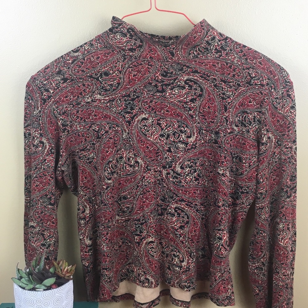 Mock Neck with Paisley-Inspired Pattern